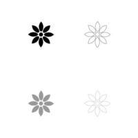 icono de conjunto de flores negro y gris. vector