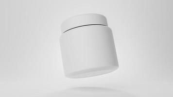 vaso de acero inoxidable en blanco con tapa para maqueta de marca. fondo de color de procesamiento 3d foto