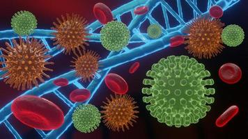 Pathogenic viruses causing infection in host organism , Viral disease outbreak , for background or graphic resourse , 3d render photo