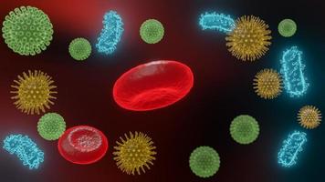 virus patógenos que causan infección en el organismo huésped , brote de enfermedad viral , para recursos de fondo o gráficos , presentación 3d foto