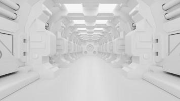 Spaceship Corridor is a stock motion graphics video that shows the interior of a moving spaceship. The POV moves along the corridor. 3D render photo