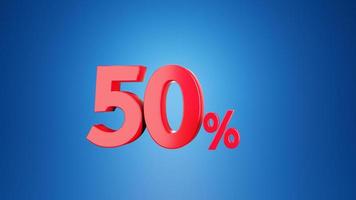 Number  fifty percent for Discount 3D illustration on blue background 3D rendering. photo