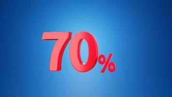 Number  seventy percent for Discount  3D illustration on blue background. 3D rendering photo