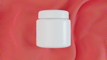vaso de acero inoxidable en blanco con tapa para maqueta de marca. fondo de color de procesamiento 3d foto