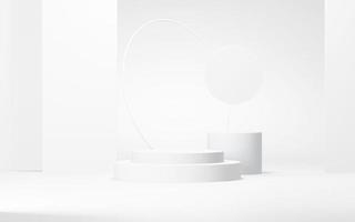 Podium abstract background. Geometric shape.white colors scene. Minimal 3d rendering. Scene with geometrical background. 3d render photo