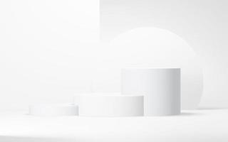 Podium abstract background. Geometric shape.white colors scene. Minimal 3d rendering. Scene with geometrical background. 3d render photo