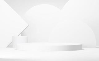 Podium abstract background. Geometric shape.white colors scene. Minimal 3d rendering. Scene with geometrical background. 3d render photo