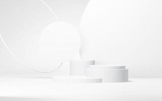Podium abstract background. Geometric shape.white colors scene. Minimal 3d rendering. Scene with geometrical background. 3d render photo