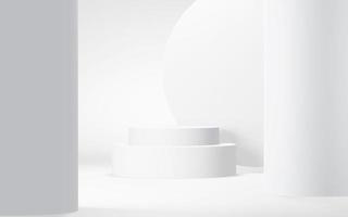 Podium abstract background. Geometric shape.white colors scene. Minimal 3d rendering. Scene with geometrical background. 3d render photo