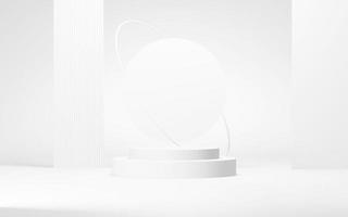 Podium abstract background. Geometric shape.white colors scene. Minimal 3d rendering. Scene with geometrical background. 3d render photo