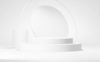 Podium abstract background. Geometric shape.white colors scene. Minimal 3d rendering. Scene with geometrical background. 3d render photo