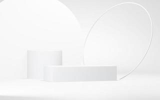 Podium abstract background. Geometric shape.white colors scene. Minimal 3d rendering. Scene with geometrical background. 3d render photo