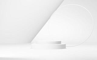 Podium abstract background. Geometric shape.white colors scene. Minimal 3d rendering. Scene with geometrical background. 3d render photo