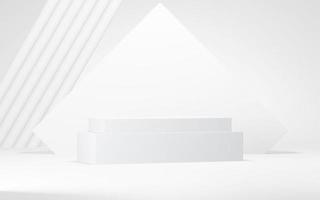 Podium abstract background. Geometric shape.white colors scene. Minimal 3d rendering. Scene with geometrical background. 3d render photo