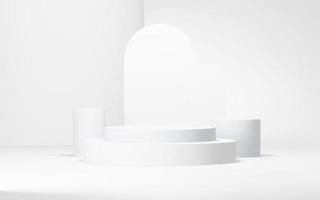 Podium abstract background. Geometric shape.white colors scene. Minimal 3d rendering. Scene with geometrical background. 3d render photo