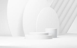 Podium abstract background. Geometric shape.white colors scene. Minimal 3d rendering. Scene with geometrical background. 3d render photo