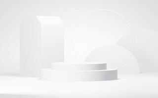 Podium abstract background. Geometric shape.white colors scene. Minimal 3d rendering. Scene with geometrical background. 3d render photo