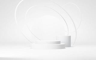 Podium abstract background. Geometric shape.white colors scene. Minimal 3d rendering. Scene with geometrical background. 3d render photo