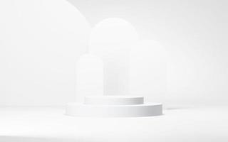 Podium abstract background. Geometric shape.white colors scene. Minimal 3d rendering. Scene with geometrical background. 3d render photo