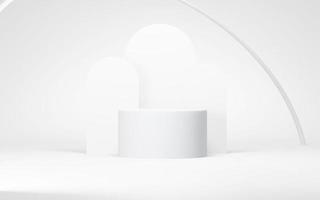 Podium abstract background. Geometric shape.white colors scene. Minimal 3d rendering. Scene with geometrical background. 3d render photo