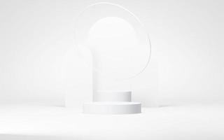 Podium abstract background. Geometric shape.white colors scene. Minimal 3d rendering. Scene with geometrical background. 3d render photo