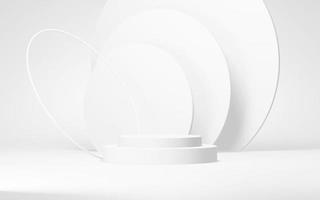 Podium abstract background. Geometric shape.white colors scene. Minimal 3d rendering. Scene with geometrical background. 3d render photo
