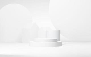 Podium abstract background. Geometric shape.white colors scene. Minimal 3d rendering. Scene with geometrical background. 3d render photo