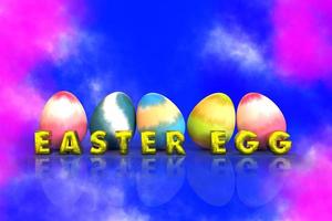 Orange red pink blue ball colorful  smoke background mirror reflect creative graphic decoration ornament business happy easter egg organic gift holiday vacation  march april spring season.3d rendering photo