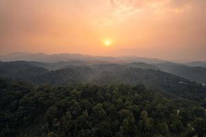 landscape, summer scenery on the mountain in the evening photo