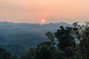 landscape, summer scenery on the mountain in the evening photo