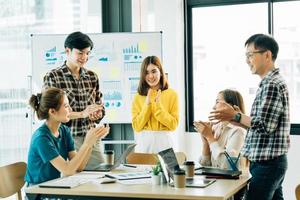 Asian business People Meeting Discussion Working Office Concept. photo