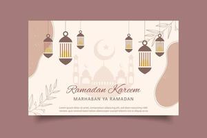 Hand draw ramadan kareem greeting  card illustration vector