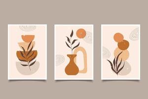 Hand draw abstract boho flat design with organic shapes for wall art vector