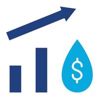 icono de dos colores del glifo de aumento del precio del petróleo vector