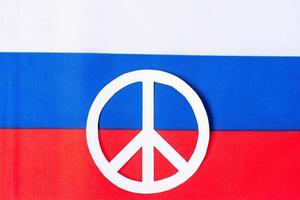 Support for Russia in the war, symbol of peace with flag of Russia. Pray, No war, stop war and stand with Russia concepts photo