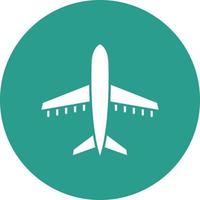 Airplane Line Circle Background Icon vector