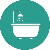 Bathtub Line Circle Background Icon vector