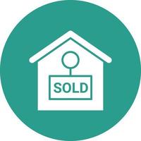 Property Sold Line Circle Background Icon vector