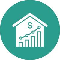 House Price Increase Line Circle Background Icon vector