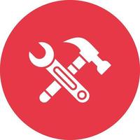 Hammer and Wrench Line Circle Background Icon vector