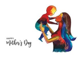 dibujar a mano feliz día de la madre madre e hijo amor fondo de tarjeta