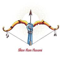 Illustration of bow and arrow in shree ram navami festival of india card design vector