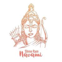 Shri ram navami with bow arrow sketch kard design vector