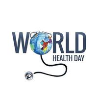 World health day background with stethoscope card design vector