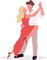 pareja aprendiendo tango baile estilo semi plano color vector caracteres
