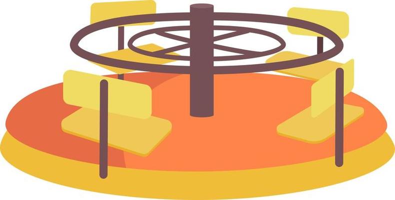 Playground roundabout semi flat color vector object