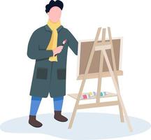 Street artist with easel semi flat color vector character