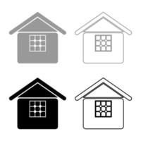Home set icon grey black color vector illustration image solid fill outline contour line thin flat style