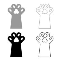 pata gato mascota concepto conjunto icono gris negro color vector ilustración imagen sólido relleno contorno contorno línea delgado estilo plano