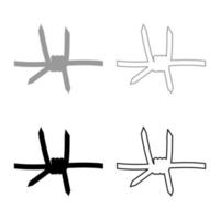 Barbed wire set icon grey black color vector illustration image solid fill outline contour line thin flat style